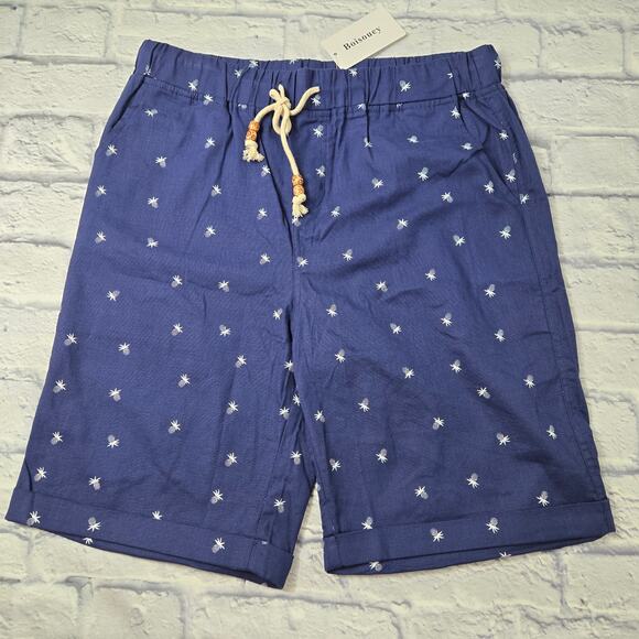 Boisouey Other - NWT Boisouey Men's Linen Shorts Navy Casual Beach Pineapple Cuffed sz Large